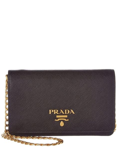 prada luxe saffiano leather chain wallet resale